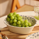 Yeknu  Creative Oval shape Rice Bowls, Thickened Ceramic Home Kitchen Restaurant Supplies, Cute Breakfast Dessert Fruit Salad Bowl, 1Pc