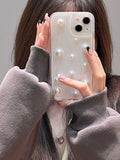 Yeknu  3D Pearl Suitable For 15 Pro Max Phone Case Drip Glue iPhone 13 12 11 14 Pro Minimalist 13 Pro Full Package Anti Drop Cover
