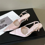 Yeknu  Sexy Spring Buckle Strap Women Pumps Sandals Fashion Thin Heels Shoes Elegant Pointed Toe Mules