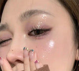 Yeknu  2-color Glitter Eyeshadow Water Light Broken Feeling Long Lasting Waterproof Eyeshadow Pearlescent Glitter Highlighter Makeup