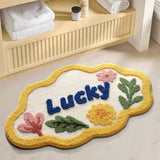 Yeknu  Floral Tufting Bathroom Mat Soft Irregular Tufted Bedroom Carpet Bedside Rug Floor Non Slip Tidy Pad Aesthetic Home Decor