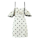 Yeknu  Retro Black And White Polka Dot Tube Top Dress