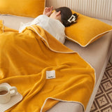 Yeknu solid color waffle double-layer composite blanket, soft waxy stroking cats blanket summer quilt air-conditioning blanket