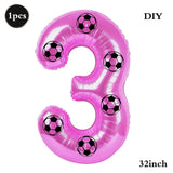 Yeknu  Soccer Birthday Party Decoration Multi Color Number 7 Balloon 32Inch 1 2 3 4 5 6 7 8 9 Digit Football Balloon Large Figure Golob
