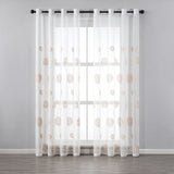 Yeknu  2 Panels Sheer Curtains Embroidered Window Tulle for Living Room Bedroom Drape Rod Pocket Voile Sheer Curtain Gauze Home Decor