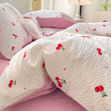 Yeknu  Korean Style Seersucker  Washed cotton Bedding Set  Girls Twin Queen Size Duvet Cover   Bed Linens Kids Fashion