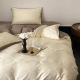 Yeknu High-end Tribute Satin 100% Cotton Bedding Set Luxury Skin-friendly Duvet Cover Set with Sheets Simple Comfortable Quilt Covers
