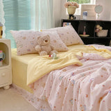 Yeknu  new cloud-feeling double-layer yarn summer quilt air conditioner quilt four-piece set soft small fresh machine washable