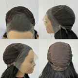 Yeknu  Dark Brown Wig Synthetic Lace Frong Wig Silk Straight Hair Glueless Wig for Women  Long Women'S Wigs Cosplay Chocolate Brown Wig