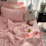 Yeknu Korean Simple Bedding Set Modern Air Condition Thin Blankets Summer Quilt Pillowcase Comfortable Fluffy Blanket with Filling 이불