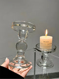 Yeknu  Transparent Crystal Roman Column Glass Candlesti Vintage Candlelight Decorations Photoaphy Table Romantic Ornaments Props