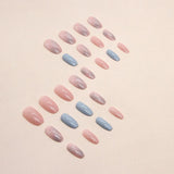 Yeknu  24 PCs Short French Smudged Nails with 1 Jelly Gel and 1 Nail File