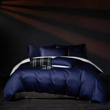 Yeknu  100%Egyptian Cotton Reversible Silver Purple Duvet Cover 4Pcs Luxury Soft Bedding Set Solid Color Duvet Cover Sheet Pillowcases