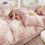 Yeknu Bedding Set 100% Cotton Bed Linen Set Floral Style Bedclothes Skin-friendly Bedsheet Set for Home Duvet Cover Set