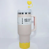 Yeknu  1PC Silicone Heart Straw Covers Reusable Star Straw Toppers Drinking Caps Straws Stopper for Stanley 10mm Tumbler Accessories