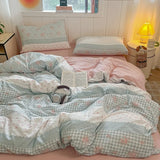Yeknu  Double-layer yarn printing four-piece set, student dormitory three-piece set, bed sheet quilt cover, bedding