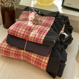 Yeknu  Plaid Bedding Set Double Yarn Classic Vintage Duvet Cover Set Flat Sheets Set 2 Pillowcases Single Twin Full Queen Size