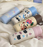 Yeknu  500ml Fashion Cartoon Stainless Steel 316 Vacuum Flask With Straw Portable Girl Student Thermos Mug Travel Tumbler