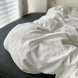 Yeknu  Cotton Bed Linen Solid Bedding Set with Sheet Duvet Cover Pillowcases Single Couple Bedsheet King Queen Double Twin Size