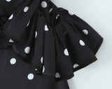 Yeknu  Retro Black And White Polka Dot Tube Top Dress