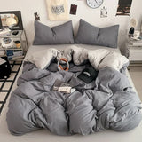 Yeknu  new class A can sleep naked washed cotton solid color sheets student dormitory simple double-spell four-piece bedding