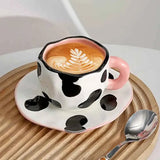 Yeknu 300ML Blue Sky and White Clouds Coffee Cup Tableware Set Hand-painted Ceramic Mug Milk Breakfast Cup Cute Coffee Tableware