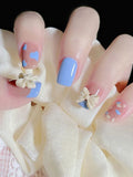 Yeknu  24Pcs Nude Pink False Nail Short Round Style Girl Nail Art Patch Stick on Finger Fake Nail Nude Color Warm Summer false nail