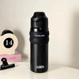 Yeknu  550ml Fashon Stainless Steel 316 Vacuum Flask With Straw Portable Outdoor Sport Cute Girl Student Thermos Mug Travel Tumbler