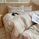 Yeknu  Nordic sling Cotton Pink Stripes Duvet Cover 150x200 Size Girl's Room housse Skin friendly Breathable Comforter Sets