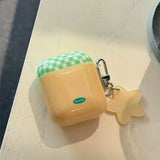 Yeknu  Pink yellow plaid is suitable for Apple earphone case AirPods wireless bluetooth earphone case