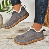 Yeknu  Winter Outdoor Cotton Shoes For Women Cozy Faux Plush Slippers For Home Classic Closed Warm Anti-skid Rubber Sole Women Loafers