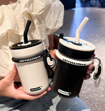 Yeknu  580ml Fashion Stainless Steel 316 Coffee Mug With Straw Large Capacity Leak-Proof  Vacuum Flask Cold Drink Bottle Travel Tumbler