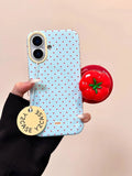 Yeknu 3D Polka Dot Cute Tomato Magnetic Grip Tok Phone Stand Holder Phone Case for IPhone 16 15 14 13 Pro Max Funny Magsafe Back Cover