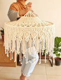 Yeknu  Macrame Lampshade Tapestry Bed Curtain Bohemia Tapestry Handmade Wall Hanging Tassel Pendant Artistic  Boho Decor
