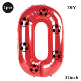Yeknu  Soccer Birthday Party Decoration Multi Color Number 7 Balloon 32Inch 1 2 3 4 5 6 7 8 9 Digit Football Balloon Large Figure Golob