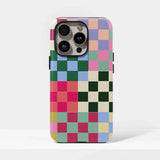 Yeknu  Colorful Checkerboard Phone Case for IPhone 17 16 15 14 13 12 11 X XS XR XSMAX Air Pro Max Plus Luxury Double-layer Back Cover