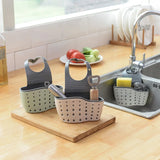 Yeknu  Double-layer Sink Hanging Bag Kitchen Rack Faucet Sponge Holder Storage Hanging Basket Kitchen Storage Rack Sink Accessories ﻿