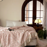 Yeknu  Korean 100% Cotton Summer Quilt 2025 Cool Feeling Quilt Bare Sleeping Skin-Friendly For Women Romantic Bedroom Decor Queen Size