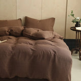 Yeknu  New 100% Cotton Yarn-Dyed Double-Layer Gauze 4-Pcs Duvet Cover Set Comfortable, Breathable and Skin-Friendly Bedroom Decor