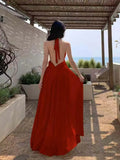 Yeknu  Summer Drape Halter Neck Long Dress Women Deep Strap Backless Sexy Holiday Dresses Bohemian Casual Beach Maxi Dress