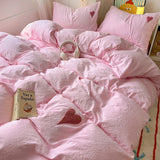 Yeknu Cool Black Duvet Cover Set Ins Nordic Embroidery Heart Bed Sheet Set Of Four Pieces Home Luxury Bedding Set For Girls