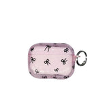 Yeknu  Cute bow printed transparent neon headphone case, colorful transparent shockproof headphone case, with keychain