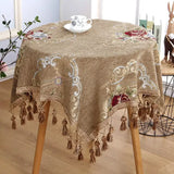 Yeknu European Round Tablecloth High Grade Upscale Jacquard Tablecloth Rectangular Tassel Coffee Table Cloth Bedside Table Cover Cloth