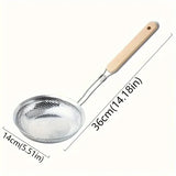 Yeknu  Stainless Steel Colander with Wooden Handle - Fine Mesh Skimmer Spoon for Cooking, Food Prep  Grease Filtering for Pasta Noodles