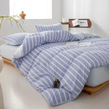 Yeknu  Pink striped bedding four-piece set duvet cover bed sheet with pillowcase 220x240 queen king size four seasons universal