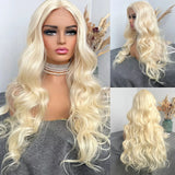 Yeknu  Red Wigs Long Wavy Wig for Women Synthetic Middle Part Natural Curly Body Wave Heat Resistant Fiber Wig for Daily Party Cosplay