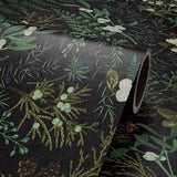 Yeknu  Tropical Moss Leaf Peel and Stick Wallpaper Black Floral Self Adhesive Removable Floral Contact Paper for Bedroom Walls Cabinets