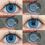 Yeknu   Pair Halloween Contact Lenses Beauty Eye Color Lenses Cosplay Pupils Myopia Lens with Prescription Natural Blue Lens