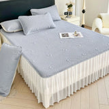 Yeknu  New Cartoon Jacquard Ice Doudou Soft Mat 3-piece Set Household Washable Machine Wash Bed Skirt Air Conditioning Soft Mat