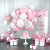 Yeknu  Coquette Birthday Decoration Pink White Bow Latex Balloon Set Foil Bow Balloon Girls Women Pink Bow Party Wedding Decor Supplies